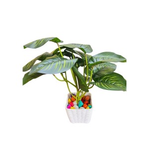 Artificial Leaf Plant with Pot Faux Greenery Potted Decorative Plant for Home Office Indoor Outdoor Décoration.