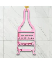 Plastic Hanging Shower Caddy – 3-Tier Bathroom Storage Organizer Rack for Toiletries & Essentials (Pink)