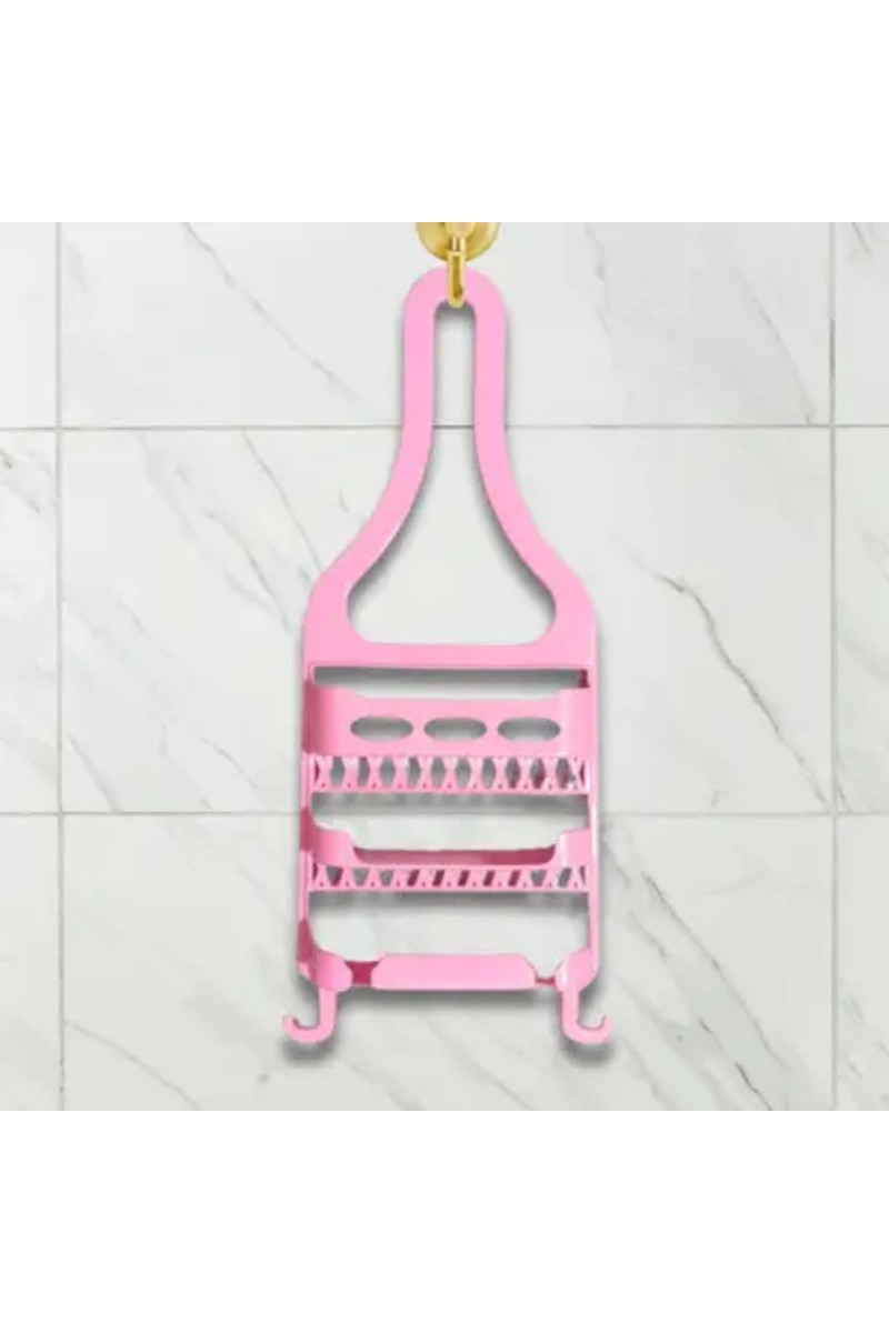 Plastic Hanging Shower Caddy – 3-Tier Bathroom Storage Organizer Rack for Toiletries & Essentials (Pink)