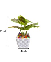 Artificial Leaf Plant with Pot Faux Greenery Potted Decorative Plant for Home Office Indoor Outdoor Décoration.