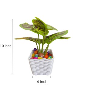 Artificial Leaf Plant with Pot Faux Greenery Potted Decorative Plant for Home Office Indoor Outdoor Décoration.