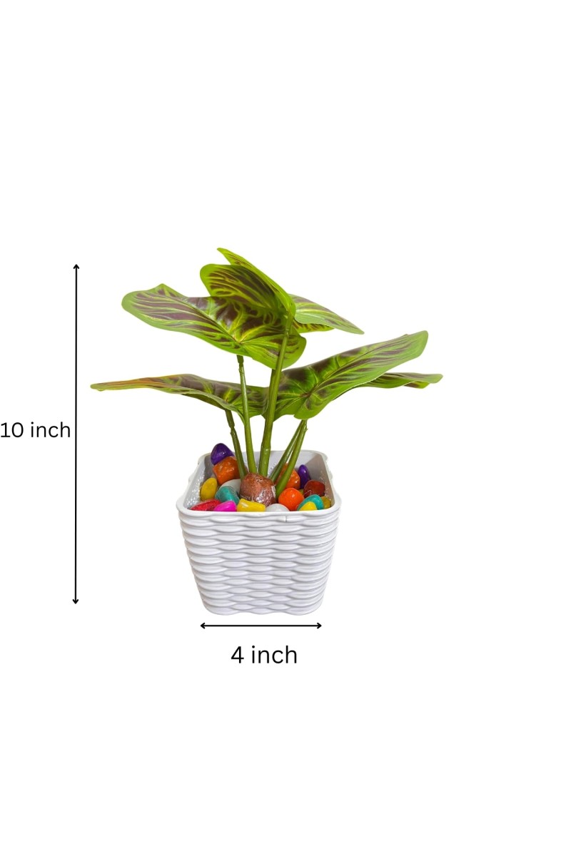 Artificial Leaf Plant with Pot Faux Greenery Potted Decorative Plant for Home Office Indoor Outdoor Décoration.