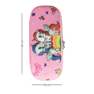 3D Hard Cover Large Capacity Waterproof Cute Pencil Case Stationery Cosmetic Box with Compartments Pencil Case for Kids Boys Cute Pen Pouch for Kindergarten and School (Pink Unicorns)