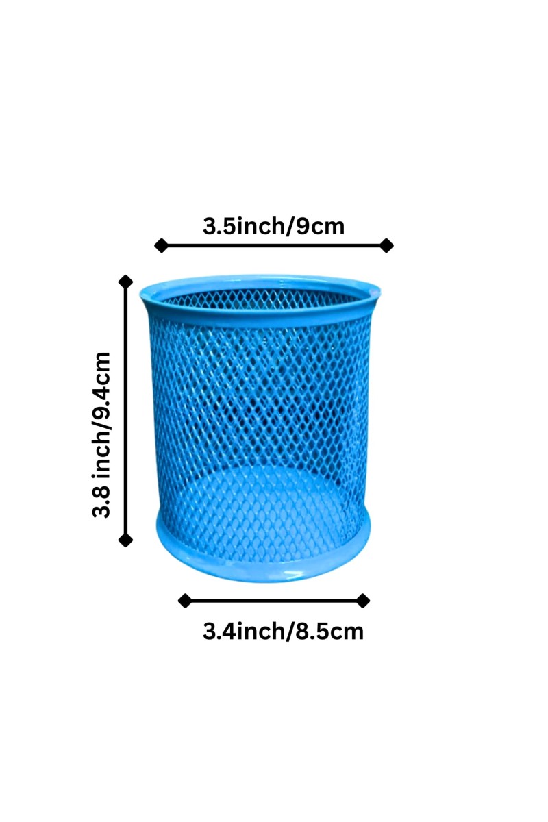 Blue Round Mesh Pen Stand Pencil Holder I Desk Organizer for Office, Study & Home | Desk Organizer for Office, Study & Home (Blue)
