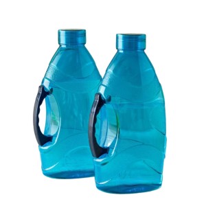 Reusable Large Capacity Water Bottle with Handle, Durable Plastic Drinking Bottle, Blue (Set of 2) (Blue)