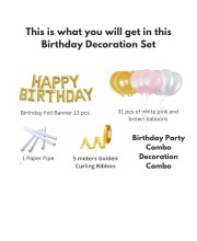 HitechSales Birthday Party Decoration Combo - Happy Birthday Foil Banner (13 Pcs), Latex Balloons (30 Pcs), Ribbon & Small Straw Pipe - Perfect Balloons for Birthday Decoration