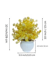 Yellow Artificial Flower Arrangement in White Plastic Pot - Lifelike Faux Flowers for Home & Office Décor Yellow Artificial Flower Arrangement in White Plastic Pot - Lifelike Faux Flowers for Home & Office Décor