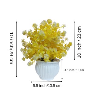 Yellow Artificial Flower Arrangement in White Plastic Pot - Lifelike Faux Flowers for Home & Office Décor