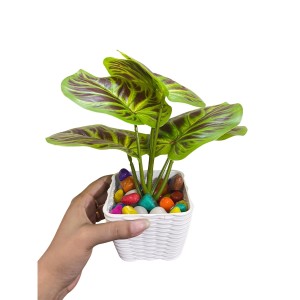 Artificial Leaf Plant with Pot Faux Greenery Potted Decorative Plant for Home Office Indoor Outdoor Décoration.
