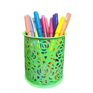 Flower Design Pen Pencil Holder | Light Green Desk Organizer for Office, Study & Home