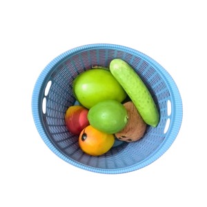Plastic Fruit Basket with Ventilated Mesh Design – Lightweight Multipurpose Kitchen Storage Basket for Fruits & Vegetables | Durable Open Weave Basket for Home Use (Blue)