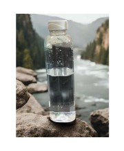 Transparent Plastic Water Bottle – 1 Liter, Slim Design with White Cap, BPA-Free