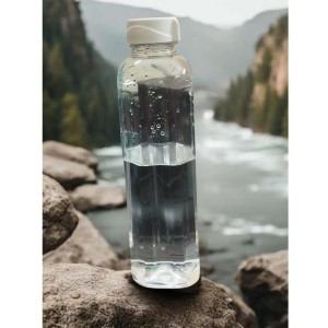 Transparent Plastic Water Bottle – 1 Liter, Slim Design with White Cap, BPA-Free