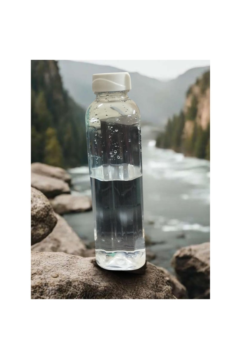 Transparent Plastic Water Bottle – 1 Liter, Slim Design with White Cap, BPA-Free