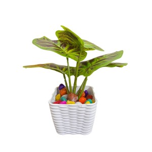 Artificial Leaf Plant with Pot Faux Greenery Potted Decorative Plant for Home Office Indoor Outdoor Décoration.