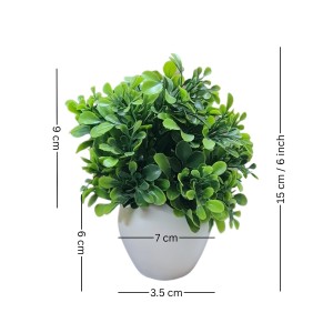 HiTechMart Artificial Green Boxwood Plant in White Ceramic Vase – Realistic Faux Desk & Tabletop Plant for Home, Office & Indoor Décor