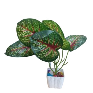 Artificial Indoor Leaf Plant with Pot – Realistic Faux Greenery, No Maintenance, Perfect for Home, Office or Shelf Décoration.