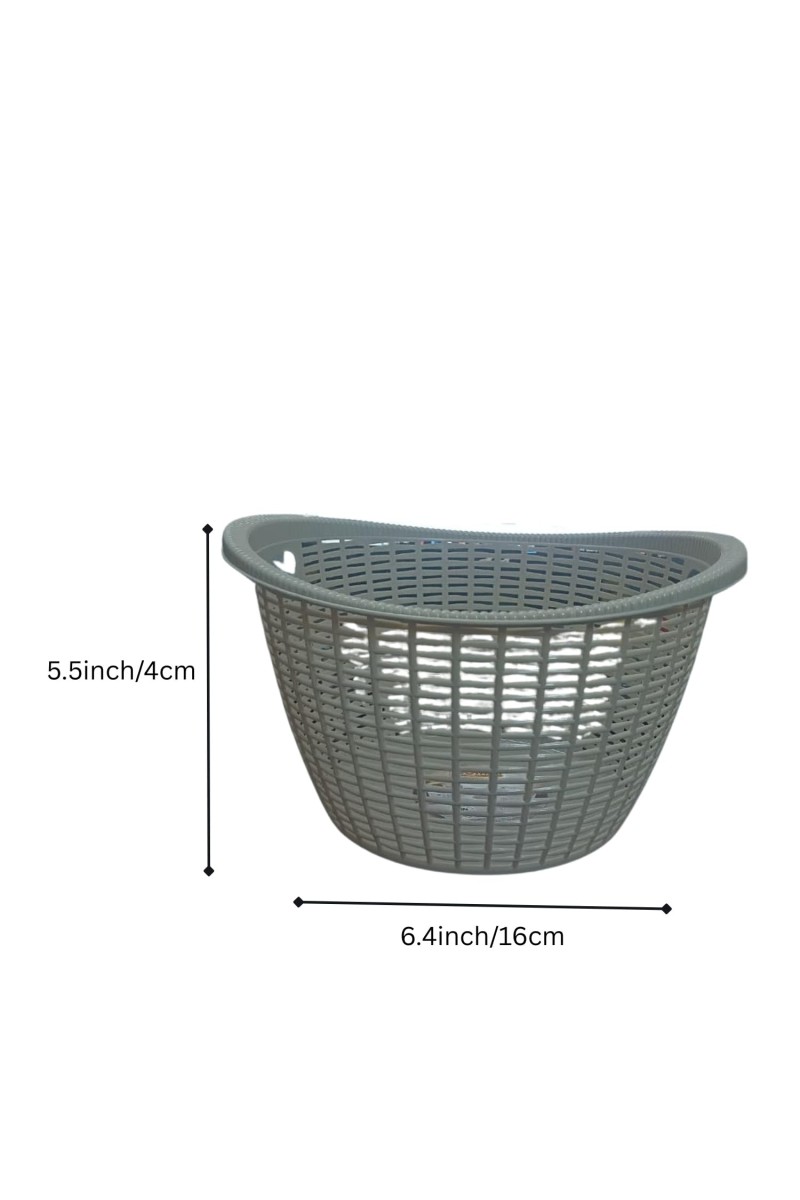 Plastic Fruit Basket with Ventilated Mesh Design – Lightweight Multipurpose Kitchen Storage Basket for Fruits & Vegetables | Durable Open Weave Basket for Home Use (Grey). (Grey)