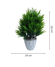 Hitech Sales Artificial Bamboo Leaves Bunch with Plastic Pot (30 x 24 cm) Color - Green