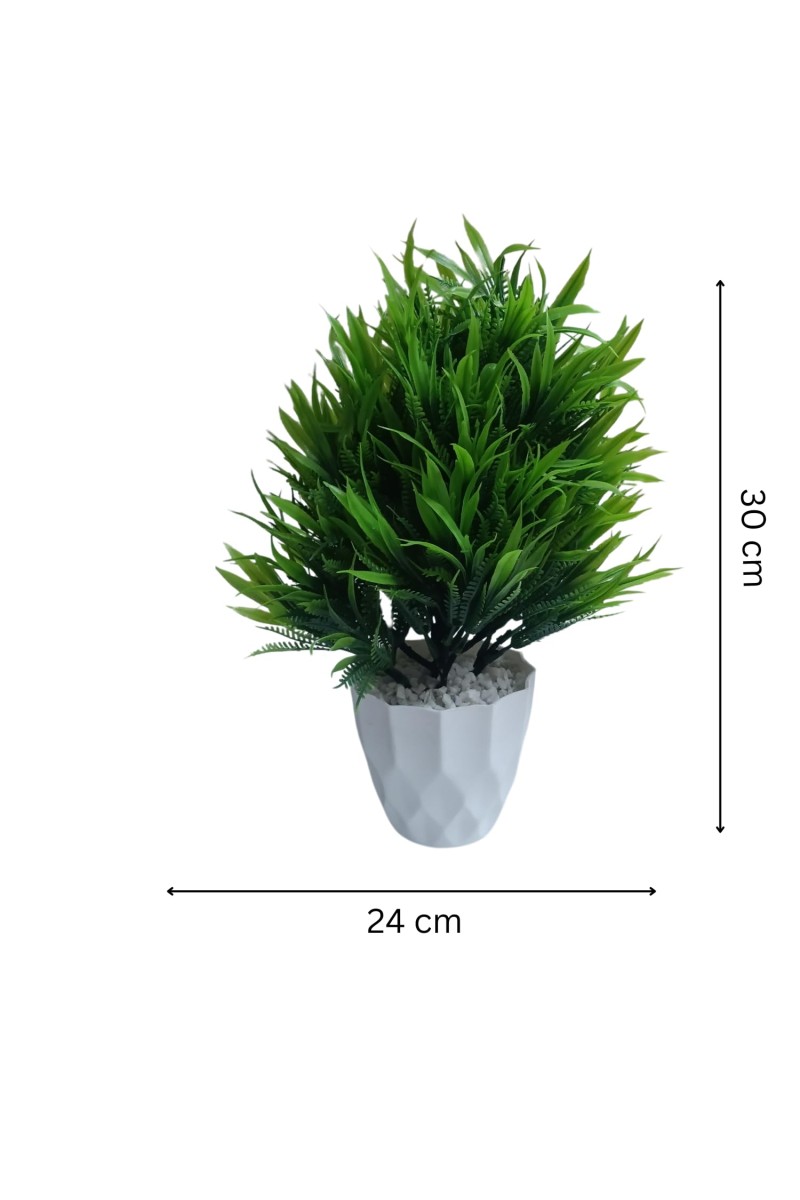 Hitech Sales Artificial Bamboo Leaves Bunch with Plastic Pot (30 x 24 cm) Color - Green