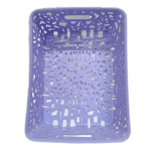 Plastic Storage Baskets Set of 3 – Decorative Organizer Bins with Cutout Design for Home, Office, Bathroom, or Kitchen – Durable & Lightweight – Purple