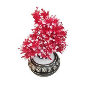 Artificial Flower Bunch with Designer Pot | 12.5 x 6.5 Inches Decorative Faux Floral Vase for Home, Office & Gift Use