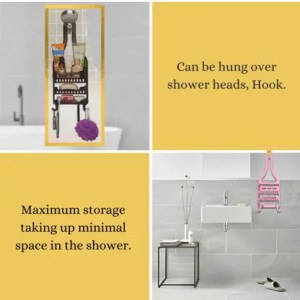 Plastic Hanging Shower Caddy – 3-Tier Bathroom Storage Organizer Rack for Toiletries & Essentials (Pink)