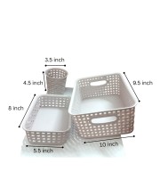 Light purple Plastic Storage Basket, Durable Storage Container, Organizer Basket, Home Storage, Plastic Basket for Closet, Bathroom, Kitchen, Office combo (set of 3) (Light purple)