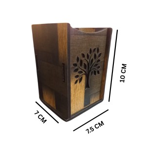 Wooden Pen Holder Stand – Pencil Cup, Makeup Brush Holder, Desk Organizer for Office, Home Decor & Art Supplies Storage