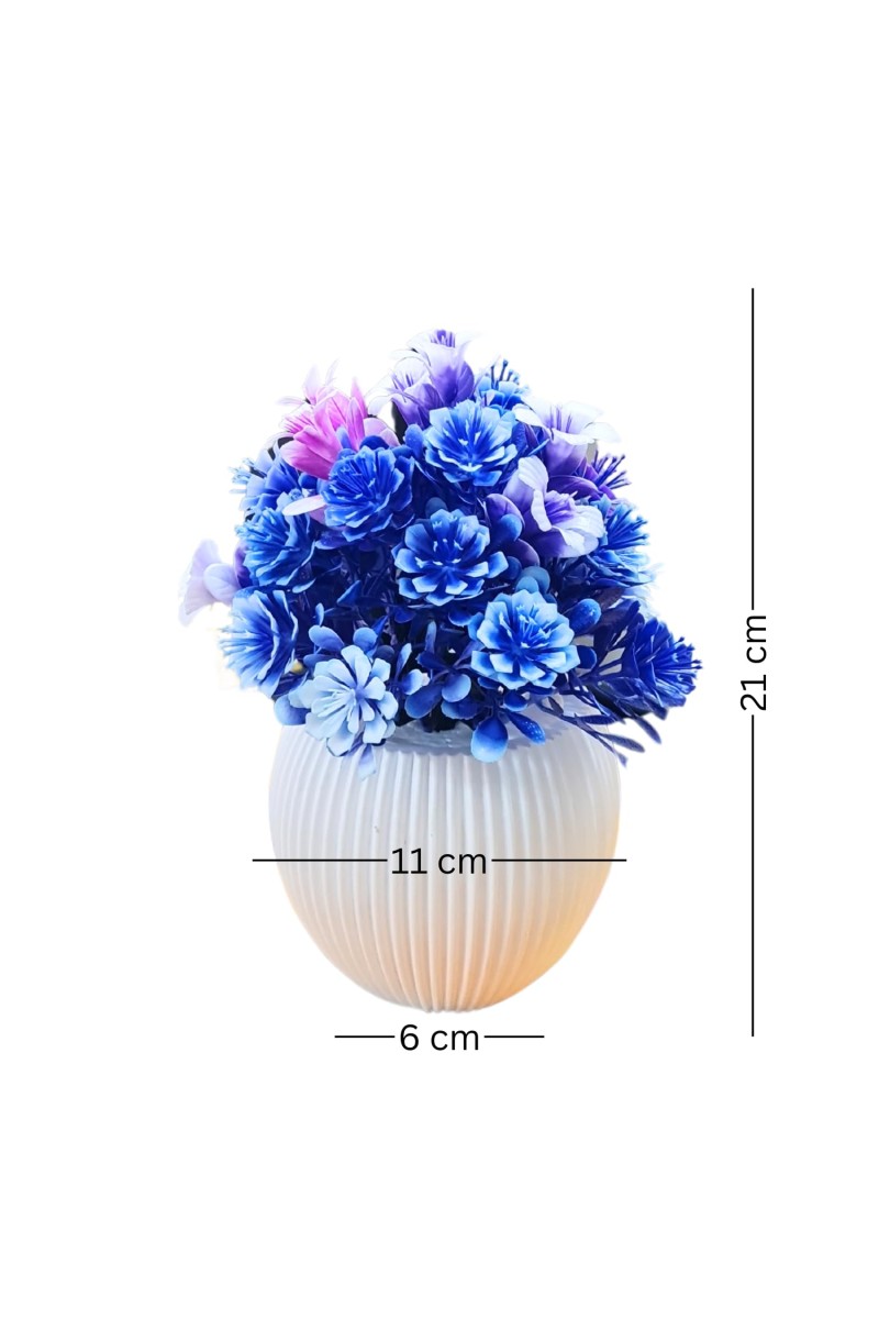 HiTechMart Artificial Flower Arrangement in Vase – Lifelike Blue & Purple Faux Bouquet for Home Décor, Office, Living Room, Table Centerpiece, and Gift – Elegant & Maintenance-Free