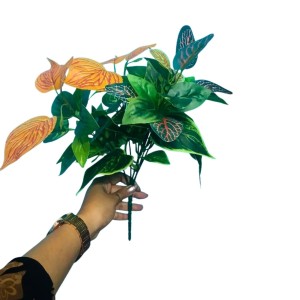 Artificial Leaf Plant (with Pot) – Realistic Faux Roses with Green Leaves, Decorative Fake Flower Stem for Home Décor, Wedding, Valentine’s Day, Anniversary & Table Centerpiece (Multicolor)