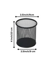 Black Round Mesh Pen Stand Pencil Holder pack of 1 I Desk Organizer for Office, Study & Home (Black)