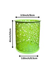 Flower Design Pen Pencil Holder | Light Green Desk Organizer for Office, Study & Home