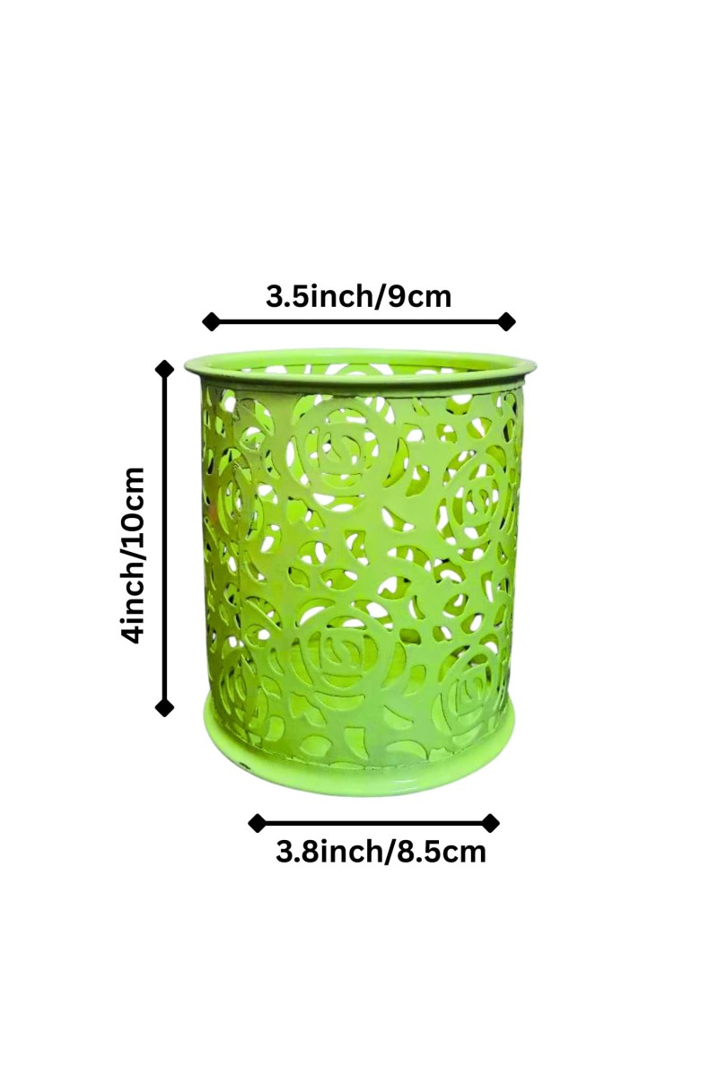 Flower Design Pen Pencil Holder | Light Green Desk Organizer for Office, Study & Home