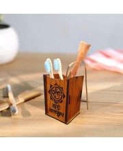 Wooden Pen Holder Stand – Pencil Cup, Makeup Brush Holder, Desk Organizer for Office, Home Decor & Art Supplies Storage