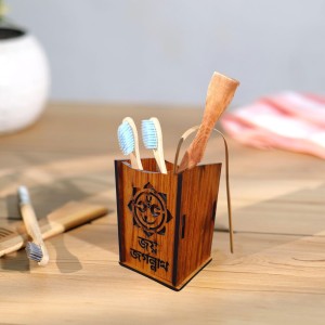 Wooden Pen Holder Stand – Pencil Cup, Makeup Brush Holder, Desk Organizer for Office, Home Decor & Art Supplies Storage