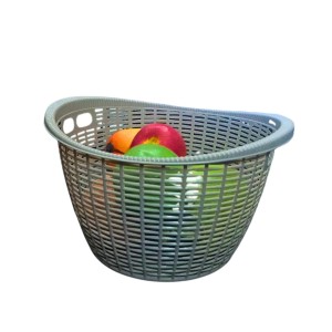 Plastic Fruit Basket with Ventilated Mesh Design – Lightweight Multipurpose Kitchen Storage Basket for Fruits & Vegetables | Durable Open Weave Basket for Home Use (Grey). (Grey)