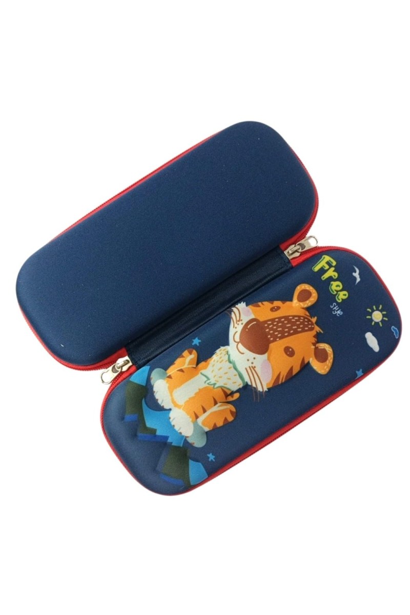 3D Hard Cover Large Capacity Waterproof Cute Pencil Case Stationery Cosmetic Box with Compartments Pencil Case for Kids Boys Cute Pen Pouch for Kindergarten and School (Tiger)