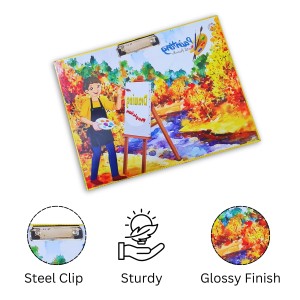 HiTechMart Kids Drawing Board Clipboard – Hardboard Writing Pad with Clip, Artistic Sketching & Painting Board for Children – Lightweight & Durable Surface for School, Home & Creative Activities