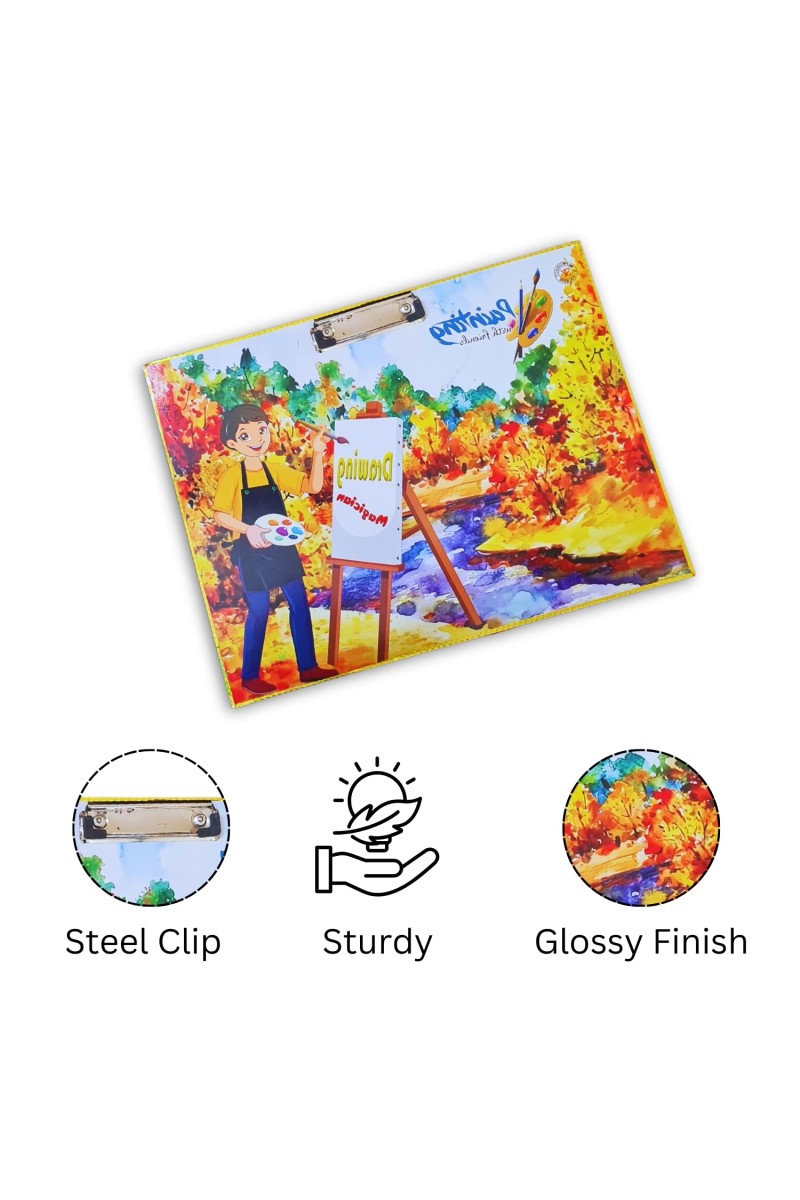HiTechMart Kids Drawing Board Clipboard – Hardboard Writing Pad with Clip, Artistic Sketching & Painting Board for Children – Lightweight & Durable Surface for School, Home & Creative Activities