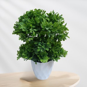 Hitech Sales Mini Artificial Bonsai Plants with Realistic Granite White Plastic Pot Aesthetic Home Decorations for Living Room Bedroom Home Decor, Office Desk, Gift for Birthday Housewarming