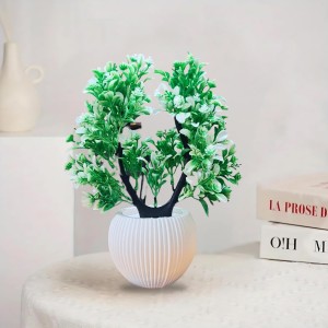 HiTechMart Artificial Heart-Shaped Green Plant in Vase – Lifelike Faux Bonsai Tree for Home Décor, Office, Living Room, Table Centerpiece, and Gift – Elegant & Maintenance-Free
