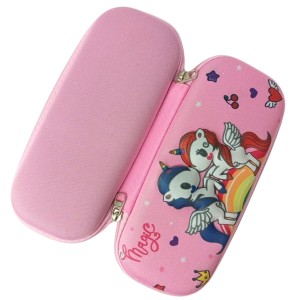3D Hard Cover Large Capacity Waterproof Cute Pencil Case Stationery Cosmetic Box with Compartments Pencil Case for Kids Boys Cute Pen Pouch for Kindergarten and School (Pink Unicorns)