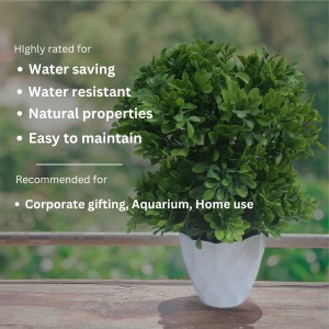 Hitech Sales Mini Artificial Bonsai Plants with Realistic Granite White Plastic Pot Aesthetic Home Decorations for Living Room Bedroom Home Decor, Office Desk, Gift for Birthday Housewarming