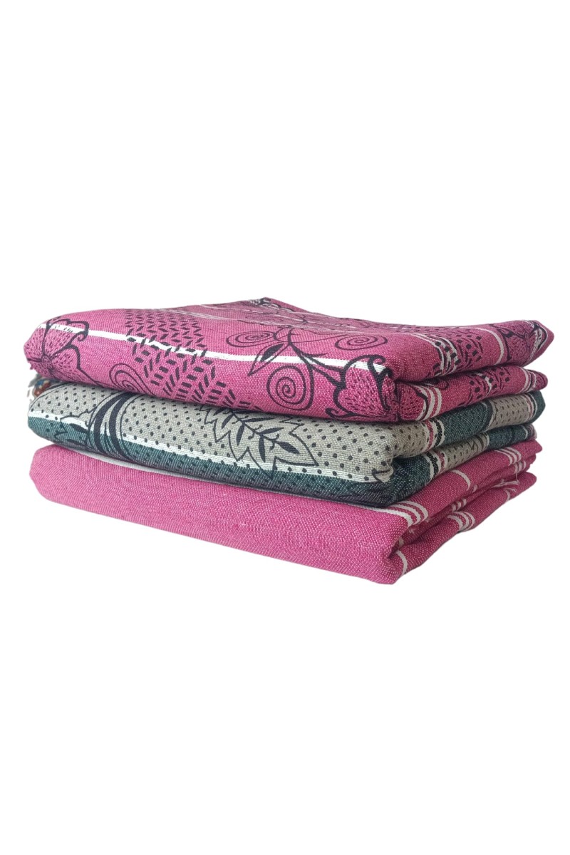 Hitech Sales Single Bed Khadi Cotton Khes Comforter Blanket Chadar for All Seasons, Soft Lightweight Thin Layer Multicolor Chadar Set of 3