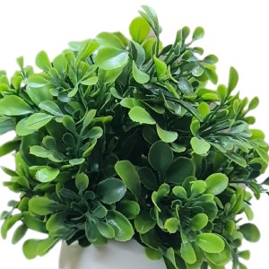 HiTechMart Artificial Green Boxwood Plant in White Ceramic Vase – Realistic Faux Desk & Tabletop Plant for Home, Office & Indoor Décor