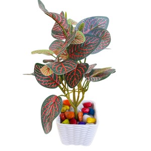 Artificial Leaf Plant with Pot Realistic Faux Greenery Home Office Decor Indoor Outdoor