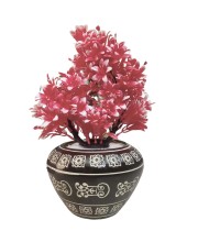 Artificial Flower Bunch with Designer Pot | 12.5 x 6.5 Inches Decorative Faux Floral Vase for Home, Office & Gift Use