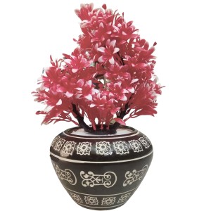 Artificial Flower Bunch with Designer Pot | 12.5 x 6.5 Inches Decorative Faux Floral Vase for Home, Office & Gift Use