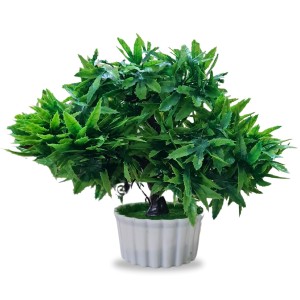 HiTechMart Artificial Green Bonsai Tree – Lifelike Faux Miniature Plant in White Pot for Home & Office Décor, Maintenance-Free Decorative Greenery